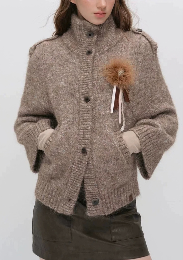 Aurelia High-Neck Knit Cardigan