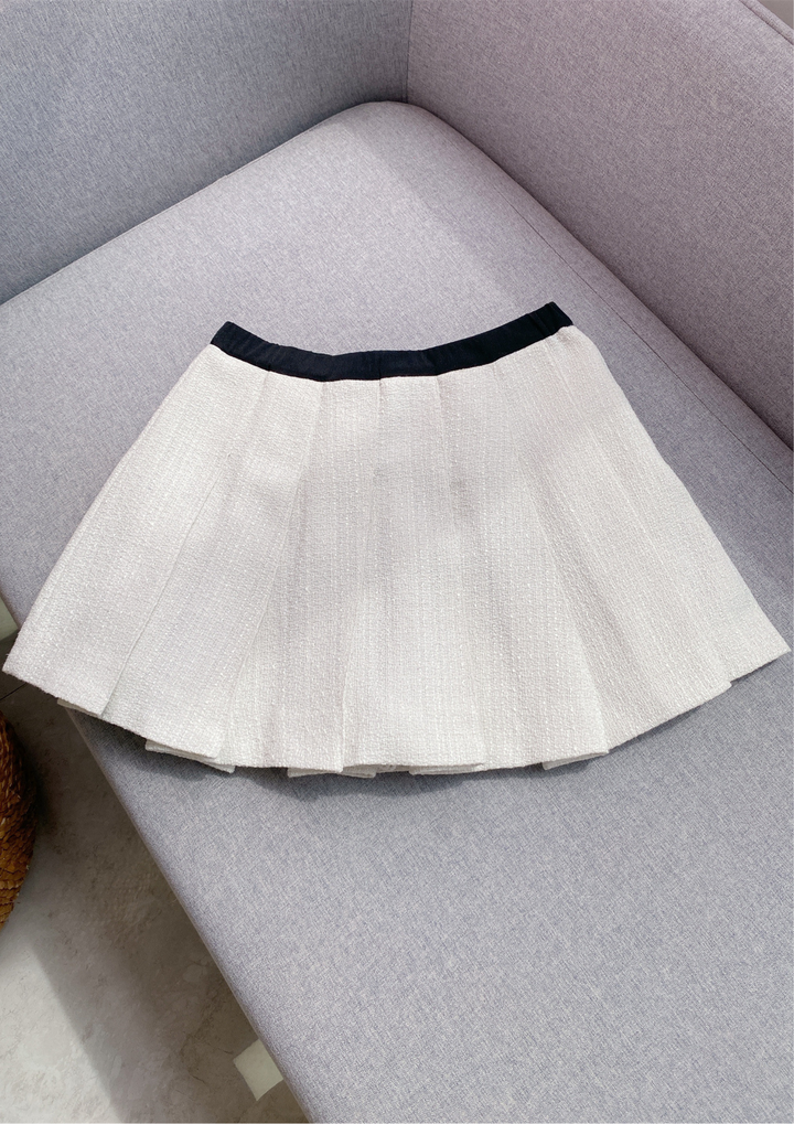 Elise White Sequin Tweed Skirt