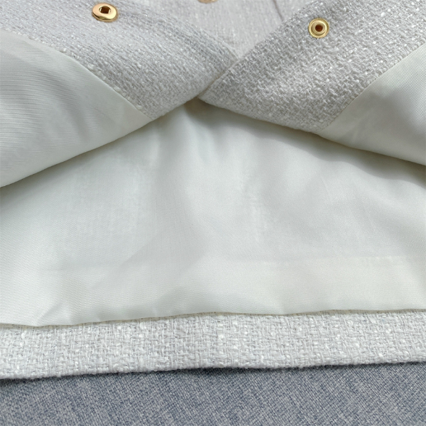 Luna White Tweed Short Sleeve Top