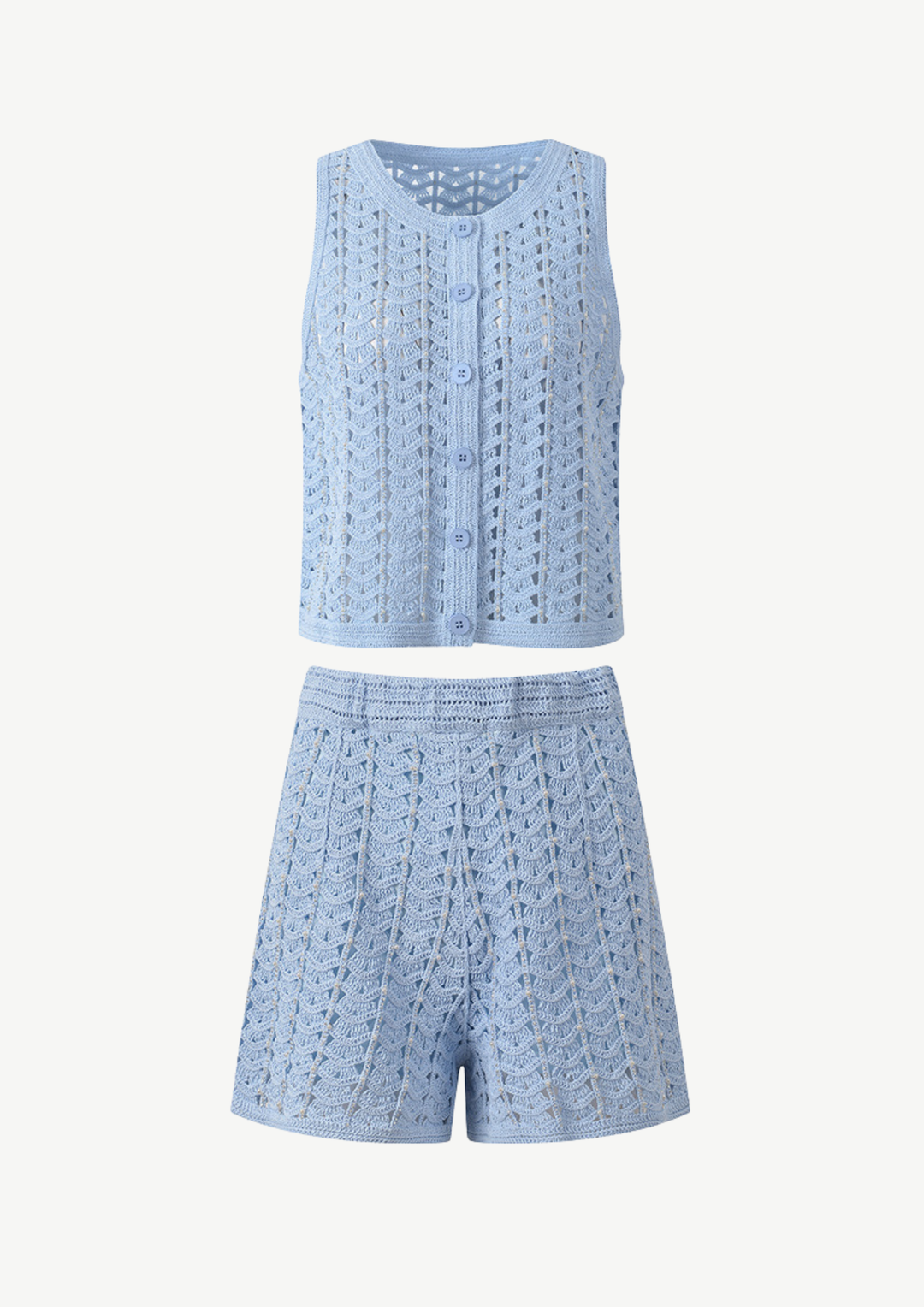 Crochet Knit Top &amp; Shorts Set