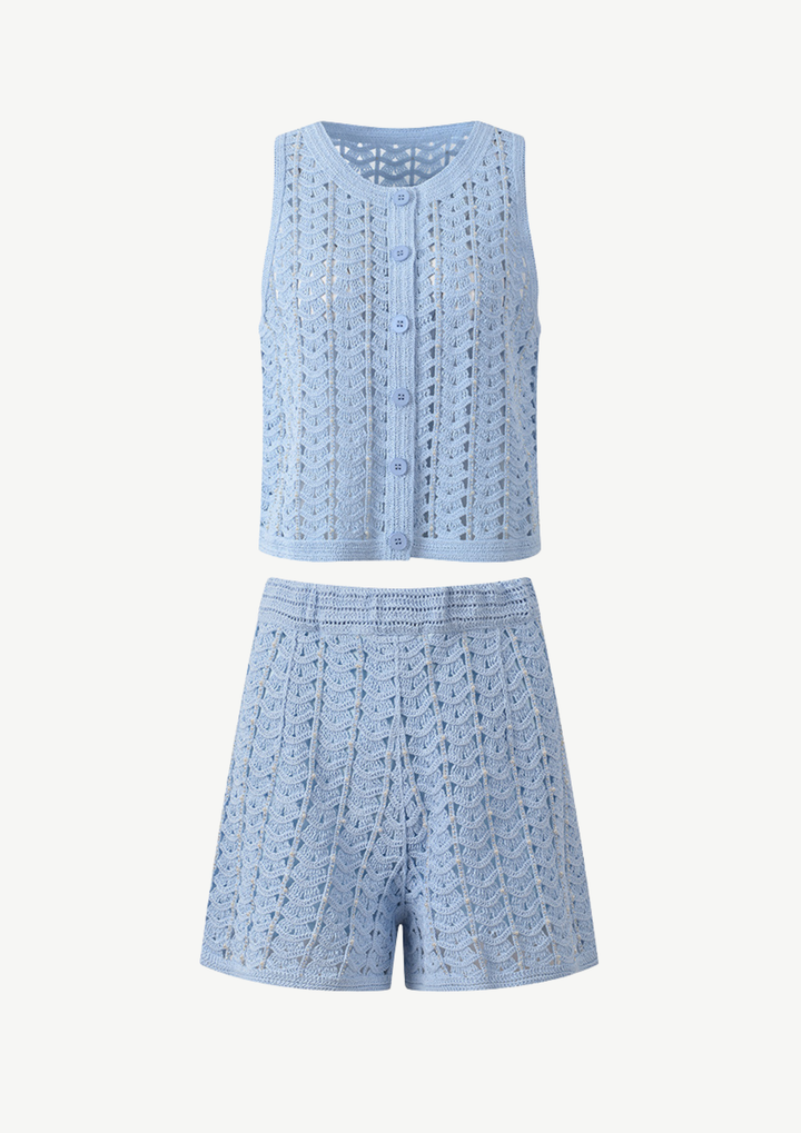 Crochet Knit Top &amp; Shorts Set