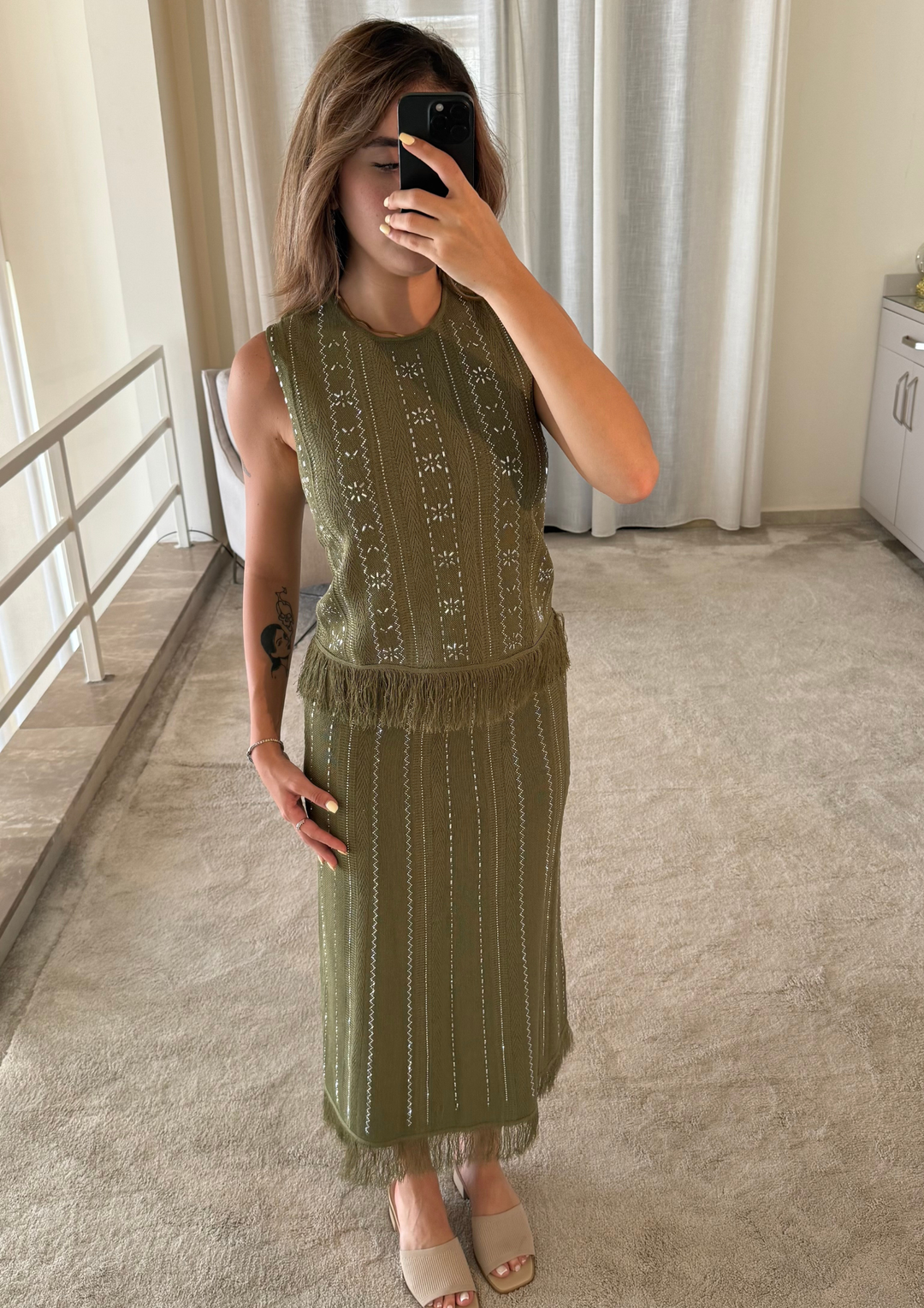 Fringe Knit Maxi Set