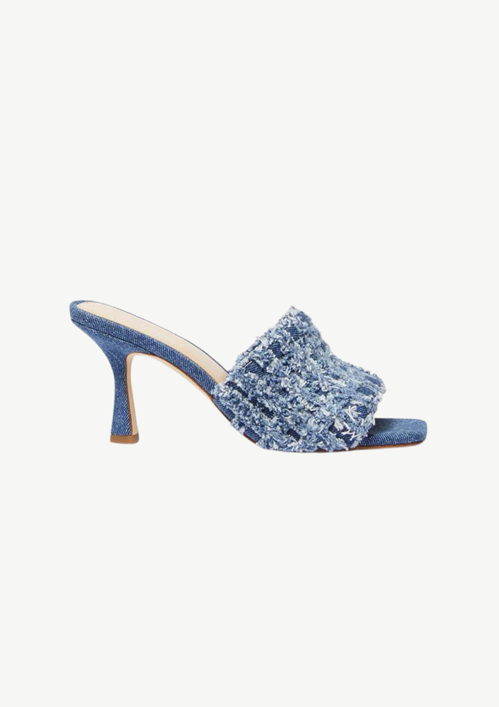 Fringe Denim Heels