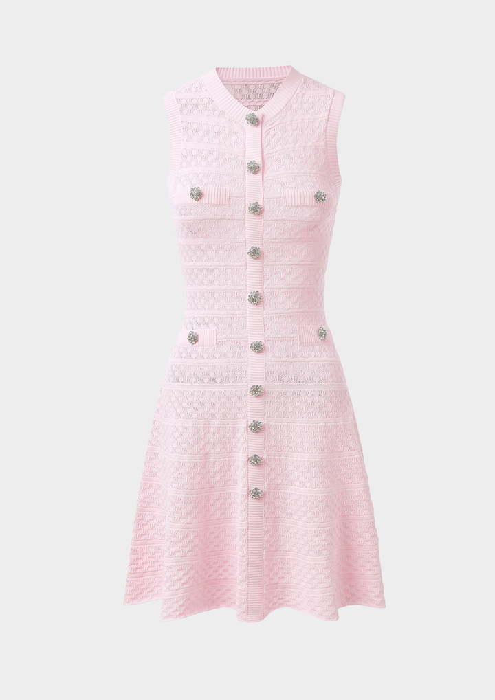 Blush Crystal Button Knit Dress
