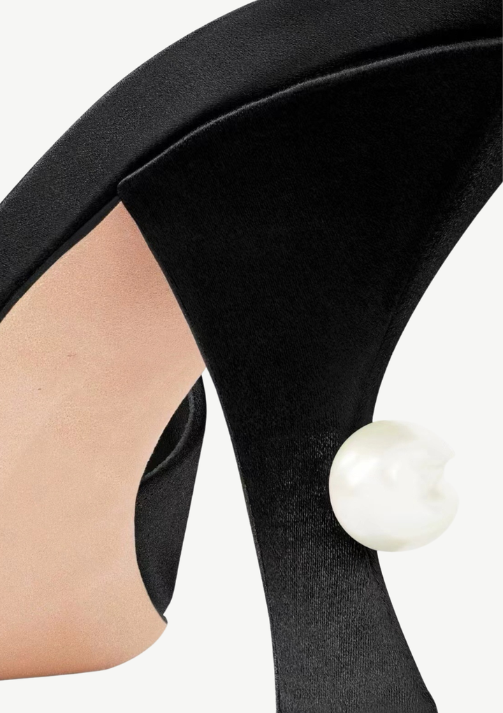 Pearl Heel Cross Strap Mules