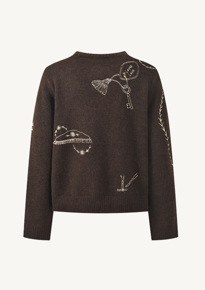 Vintage Embroidered Wool Cardigan top