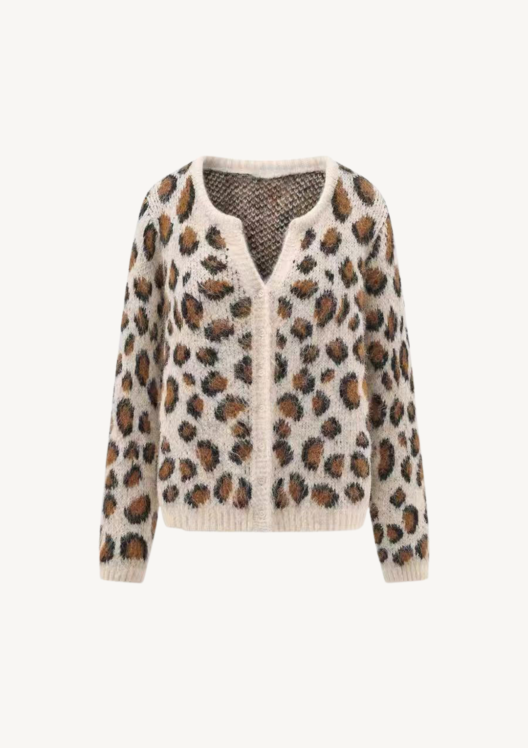 Daphne Fuzzy Leopard Knit Cardigan