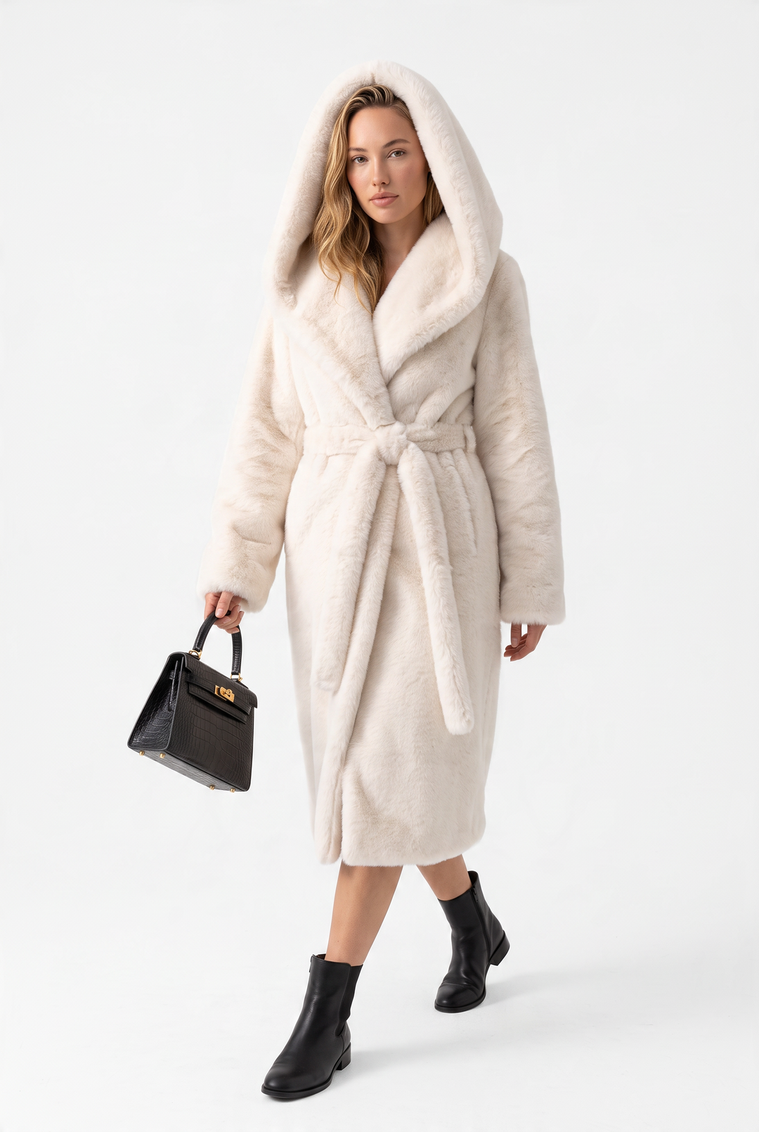 Bianca Luxe Hooded Faux Fur Coat