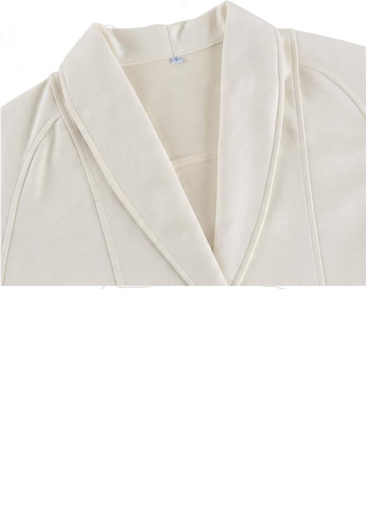 lily Elise suede-effect wrap jacket in cream with an elegant shawl collar and soft minimalist finish