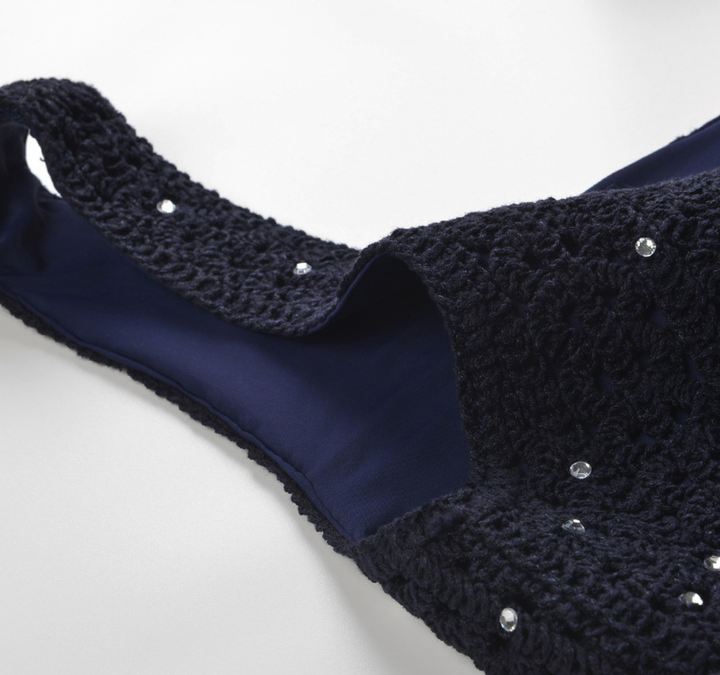 Midnight Crystal Knit Mini Dress