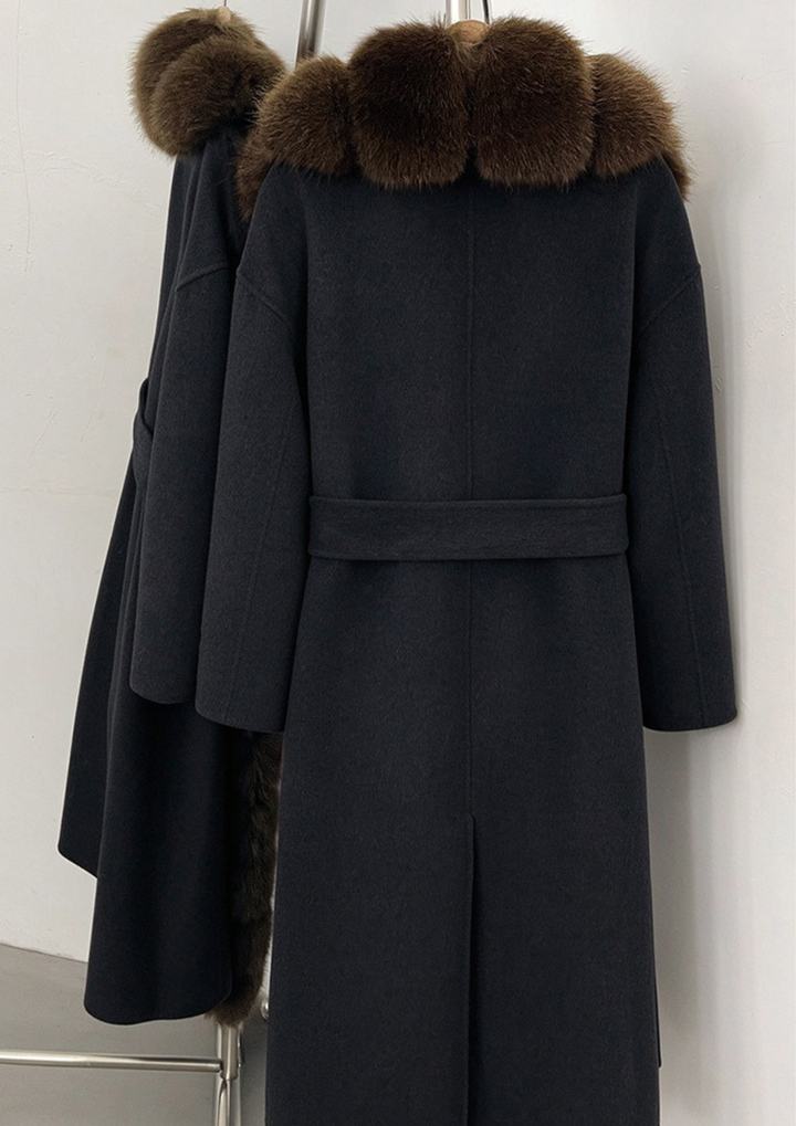 Midnight Luxe Fur  Long Coat