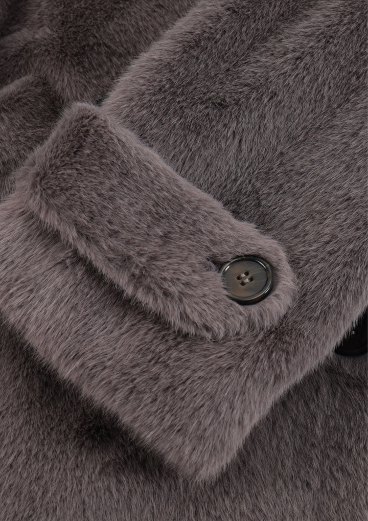 Faux Fur Belted Long Coat