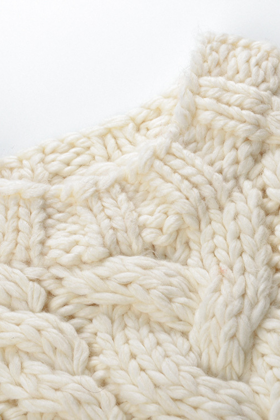 Ivory Cloud Soft Wool Round Neck Chunky Sweater Top