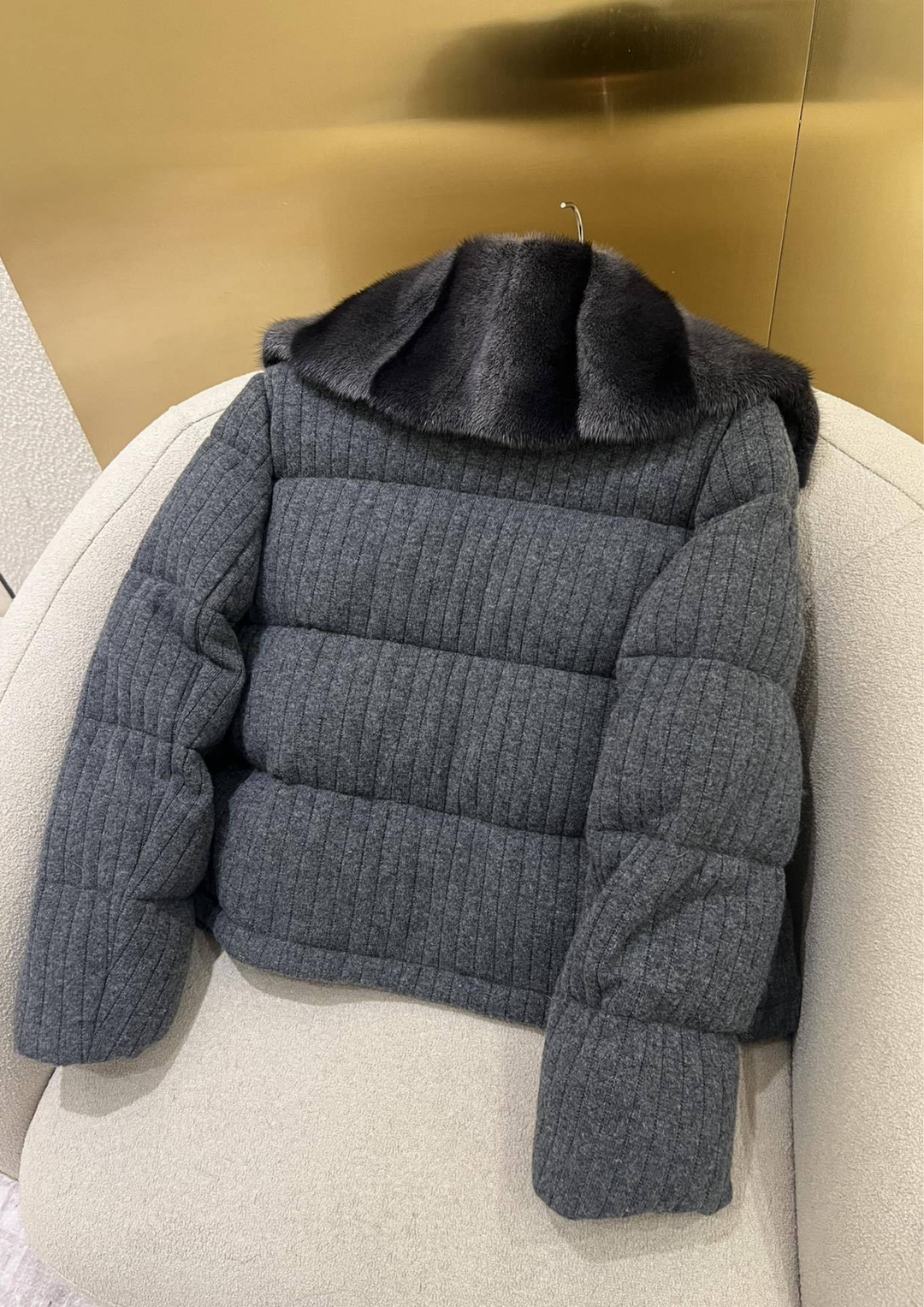 Lilia Warm Goose Down Wool Mink Fur Jacket