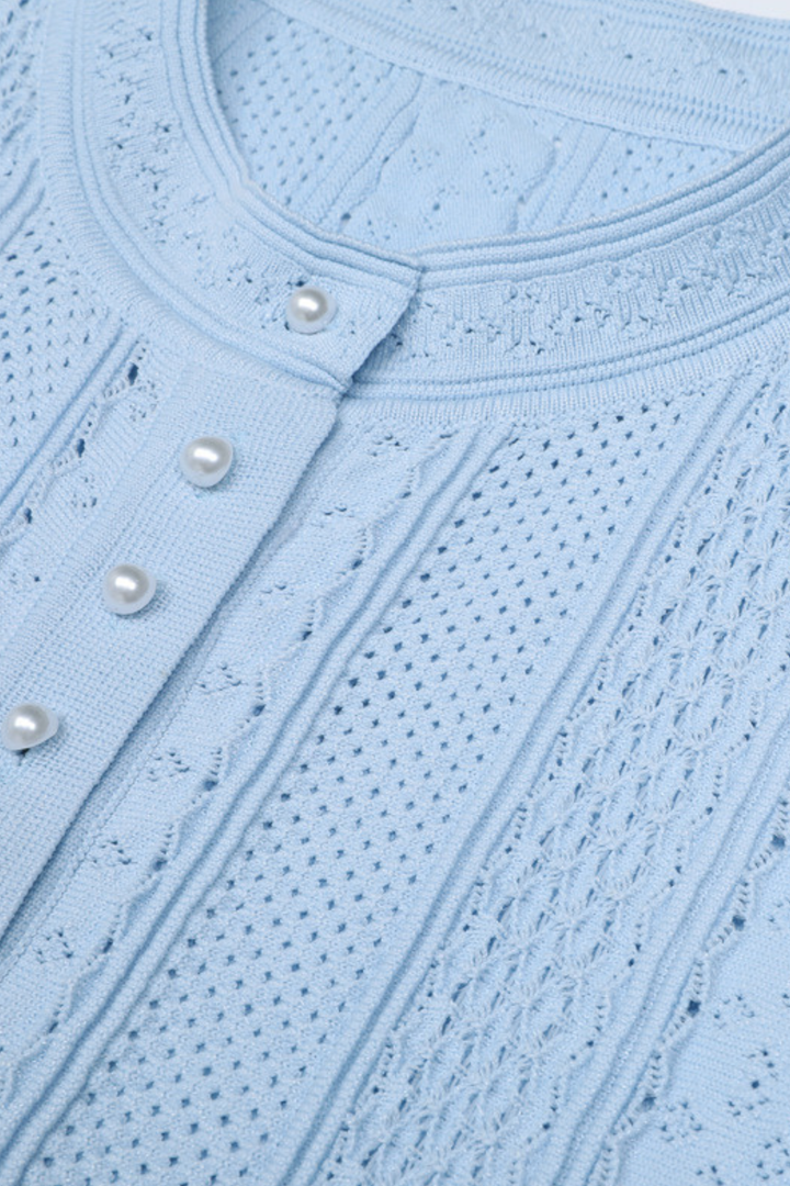 Pearl Luxe Buttoned Textured Knit Maxi Skirt Set