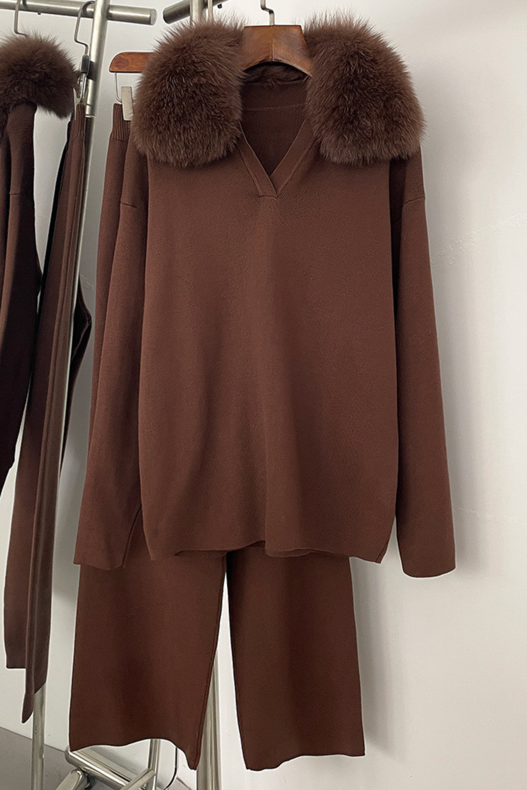 Velora Real Fox Fur Knit Lounge Set - Color Match Edition