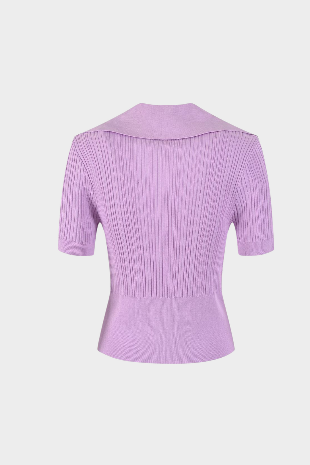 Sailor Collar Ribbed Knit Button Up Top