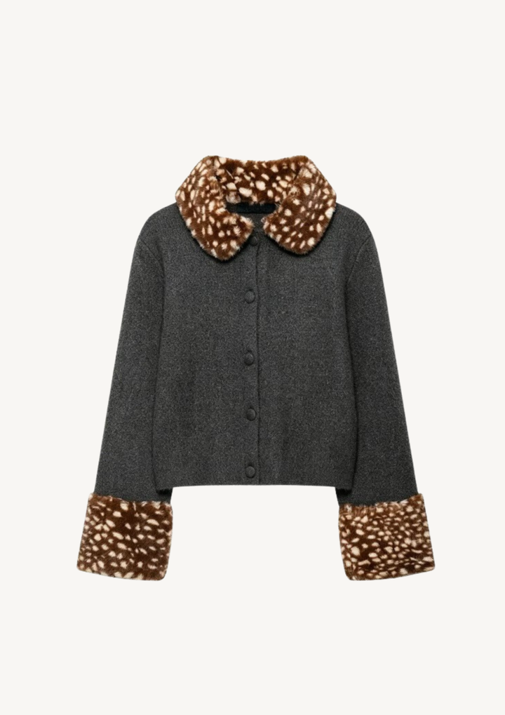 Celine Deer Print Fur Jacket Top