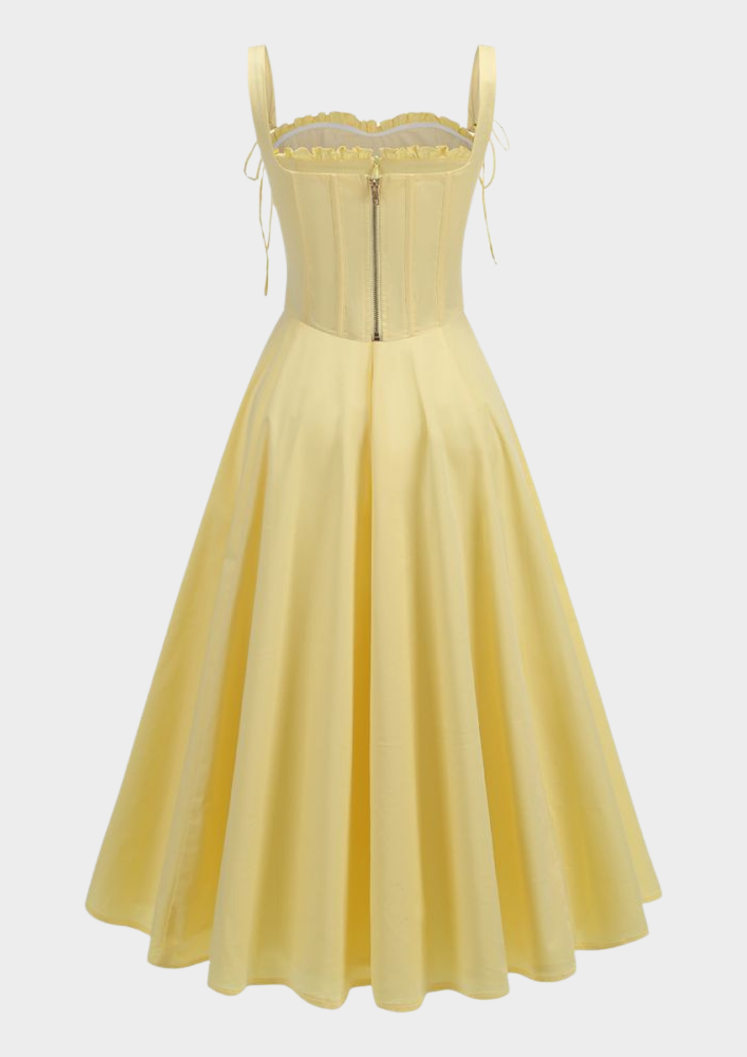 Serena Fishbone Lace Up Maxi Dress – Soft Yellow