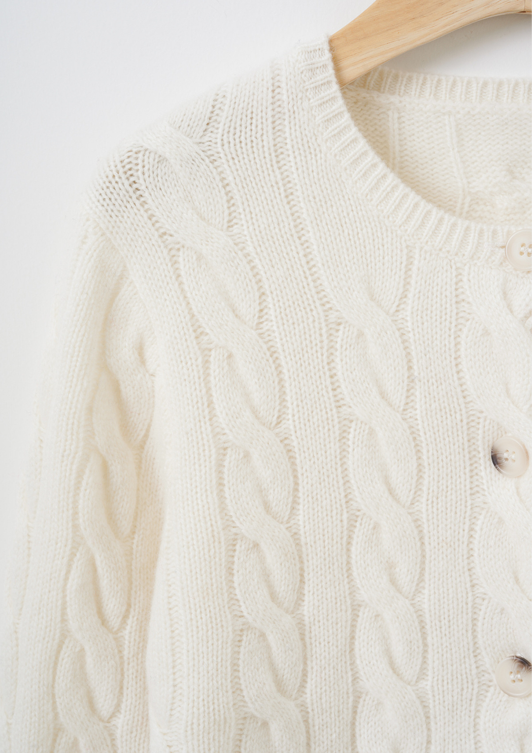 Classic Cable Knit Wool Cardigan