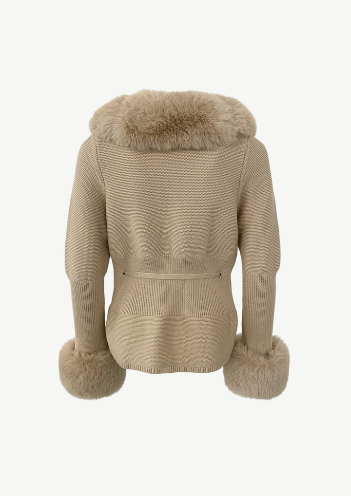 Elara Fur Trim Knit Cardigan
