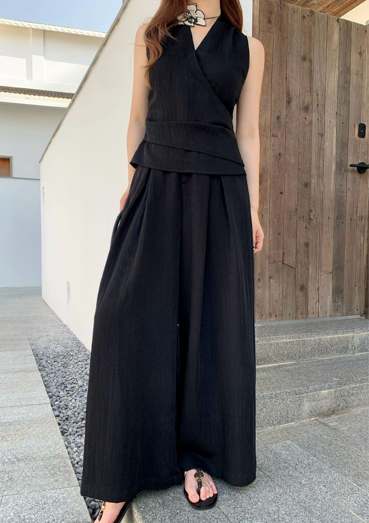 Sole Draped High Waist Vest Set