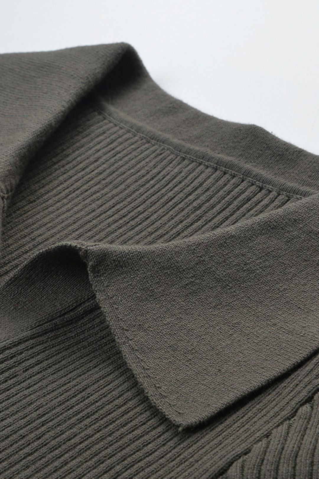 Ribbed Ice Knit Viscose Top in Charcoal