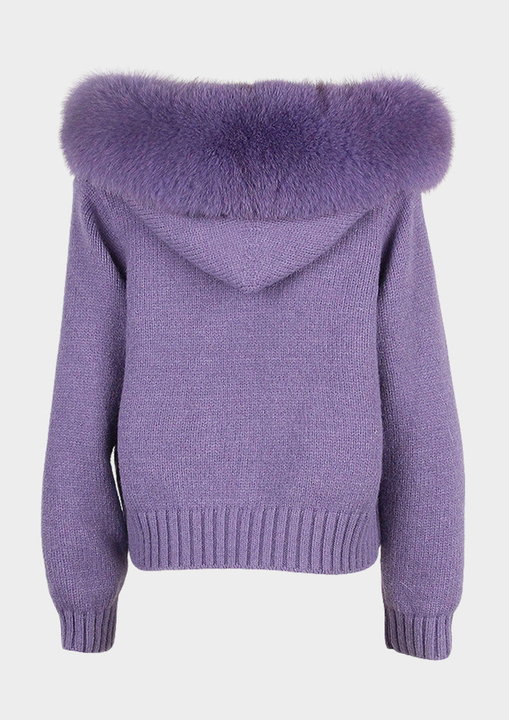 Large Fur Collar Hooded Zipper  Jacket Top
