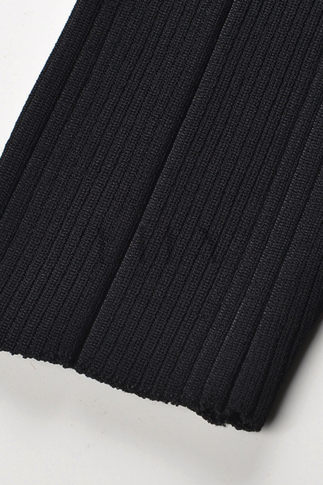 Crystal Trim U-Neck Ribbed Wool Top