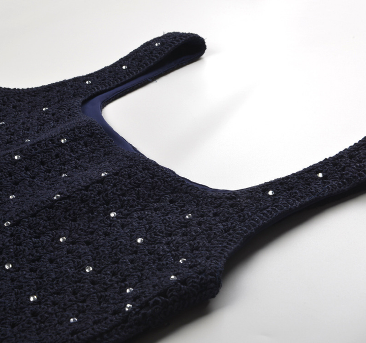 Midnight Crystal Knit Mini Dress