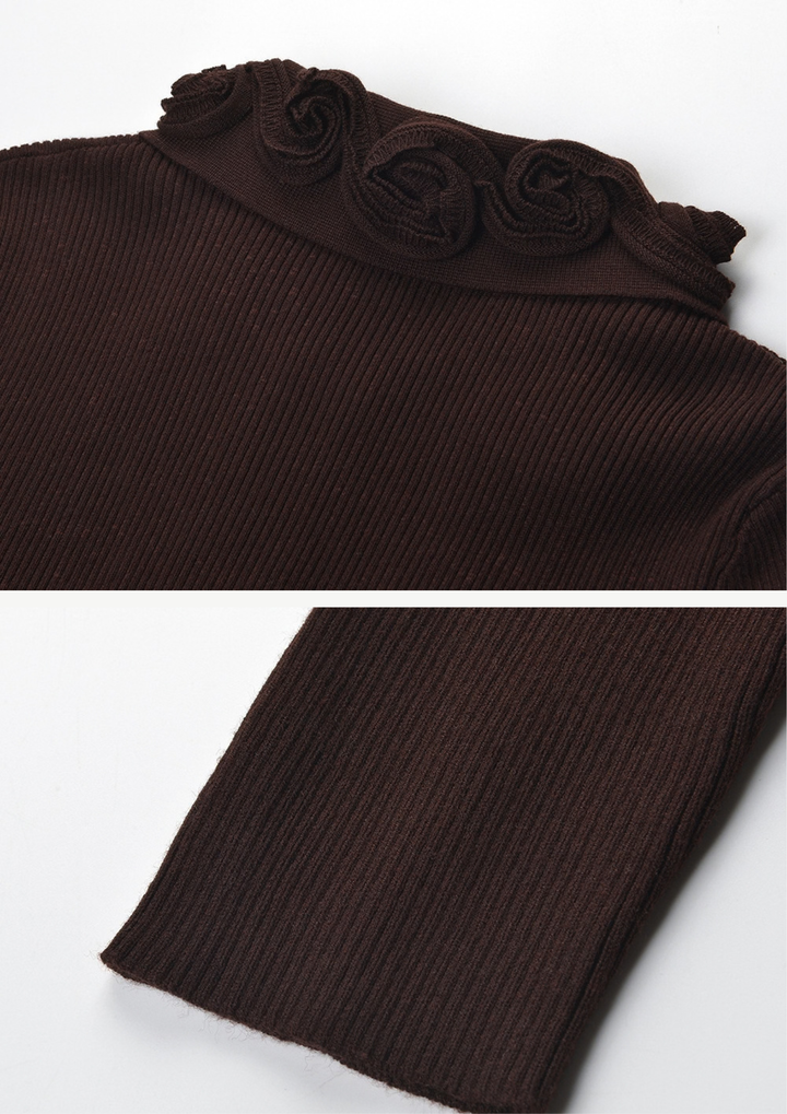 Rosette Collar Zip Cardigan