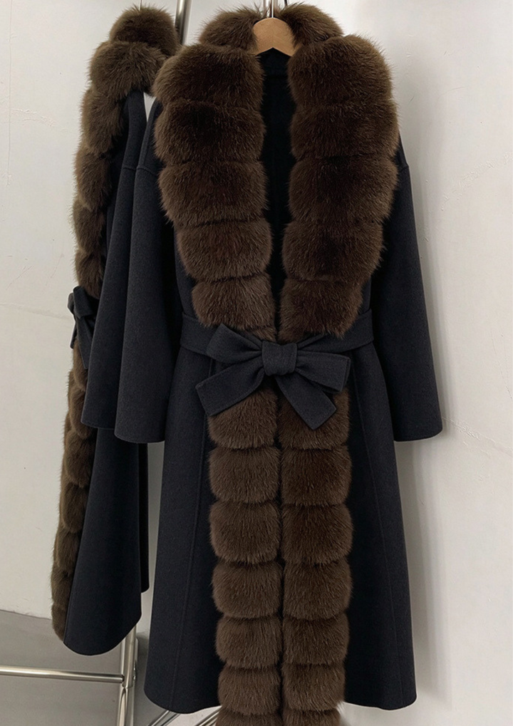 Midnight Luxe Fur  Long Coat