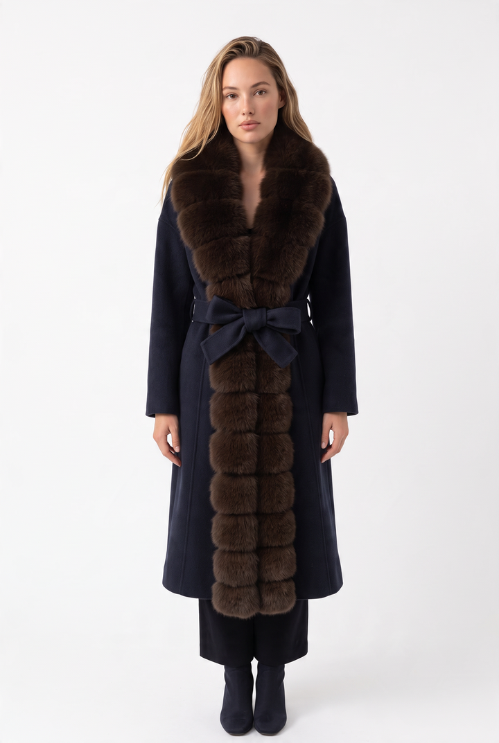 Midnight Luxe Fur  Long Coat