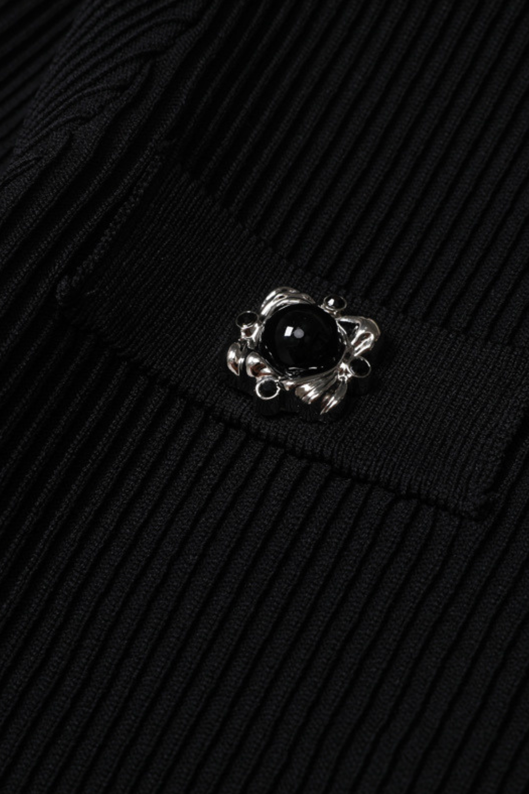 Gem Button Ribbed Knit Cardigan