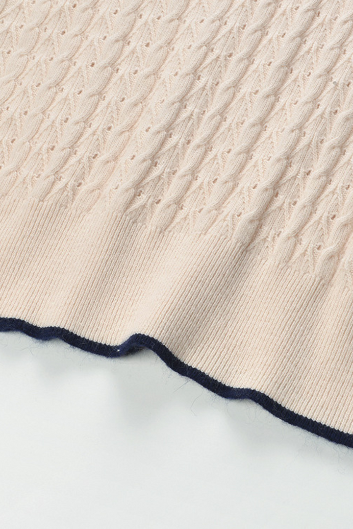 Desert Weave Polo Hollow Ice Silk Wool Top