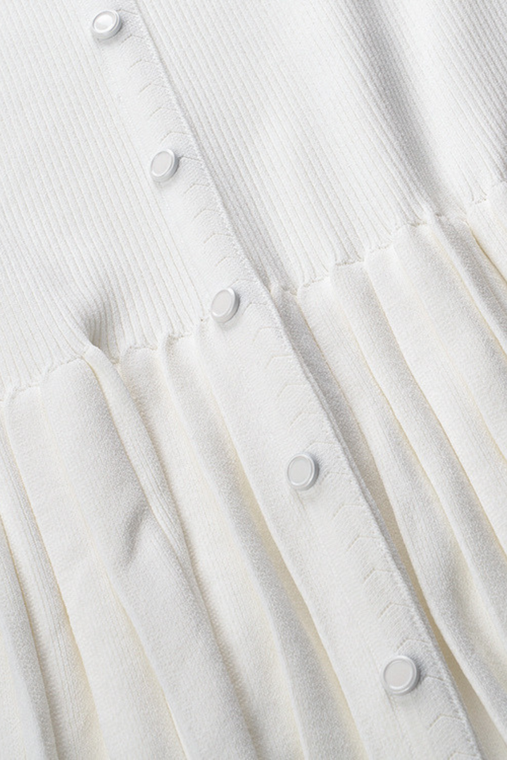 Lily – Ribbed Button Front Cardigan Top in White