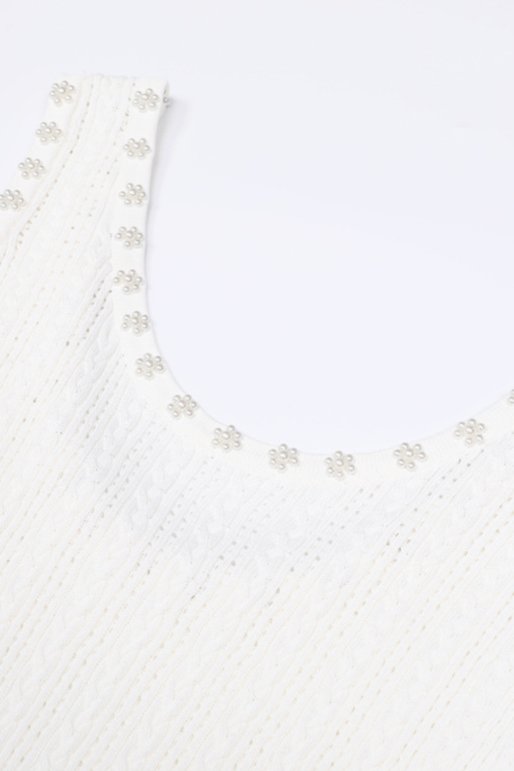 Rosette Pearl Knit  Flower Dress