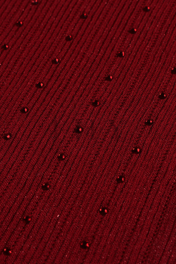 Maribel Contrast Collar Diamond  Knit 3 Piece Set