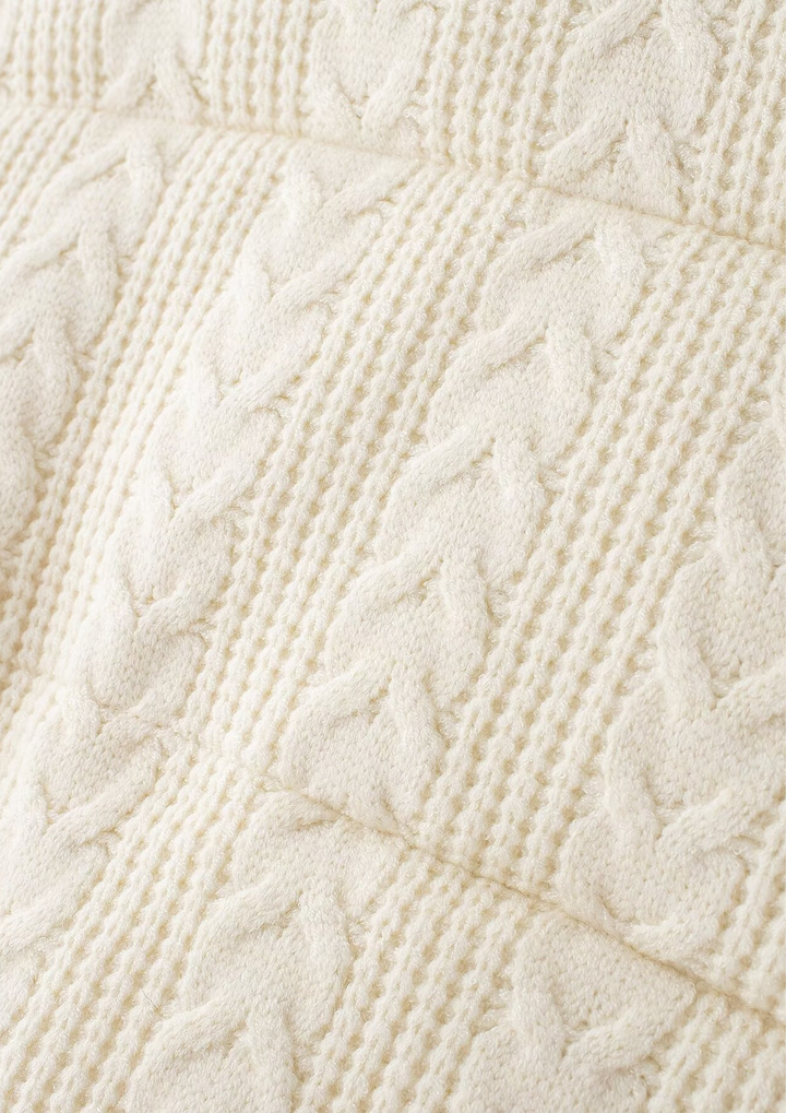 Cable Knit Cotton Zip Up Jacket