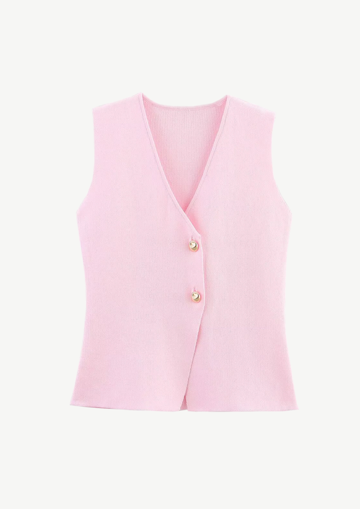 Chic Knit Button Vest