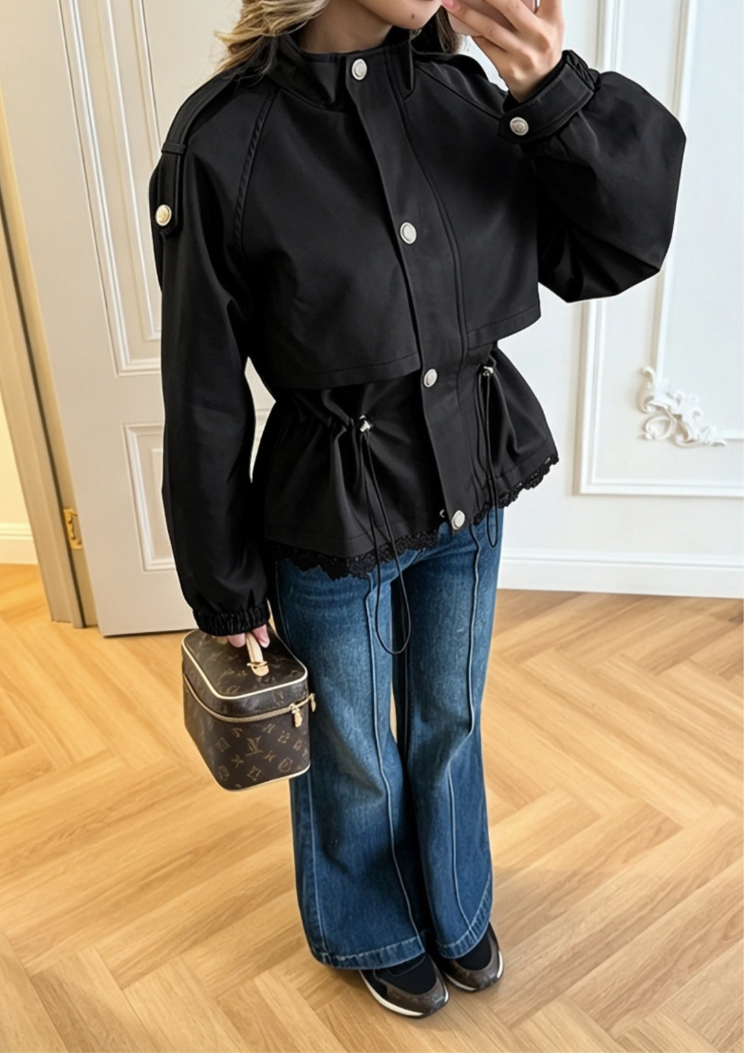 Elara Lace-Trim Utility Jacket