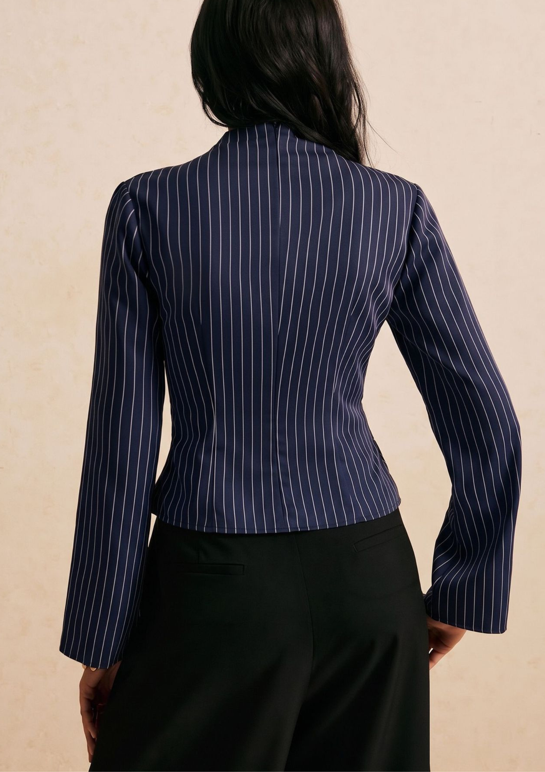Arden Pinstripe Belted Blouse