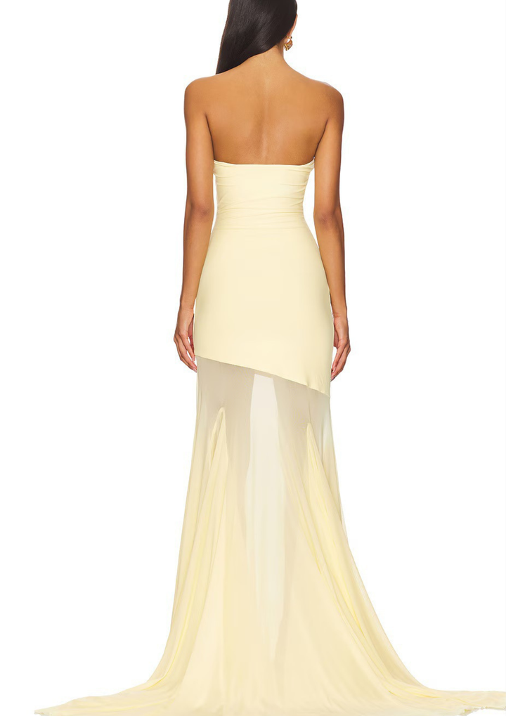 Aurora Veil Strapless Maxi Dress