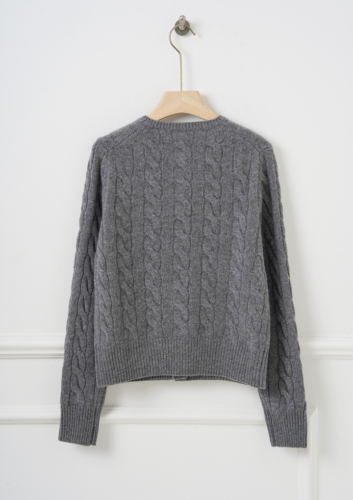 Classic Cable Knit Wool Cardigan
