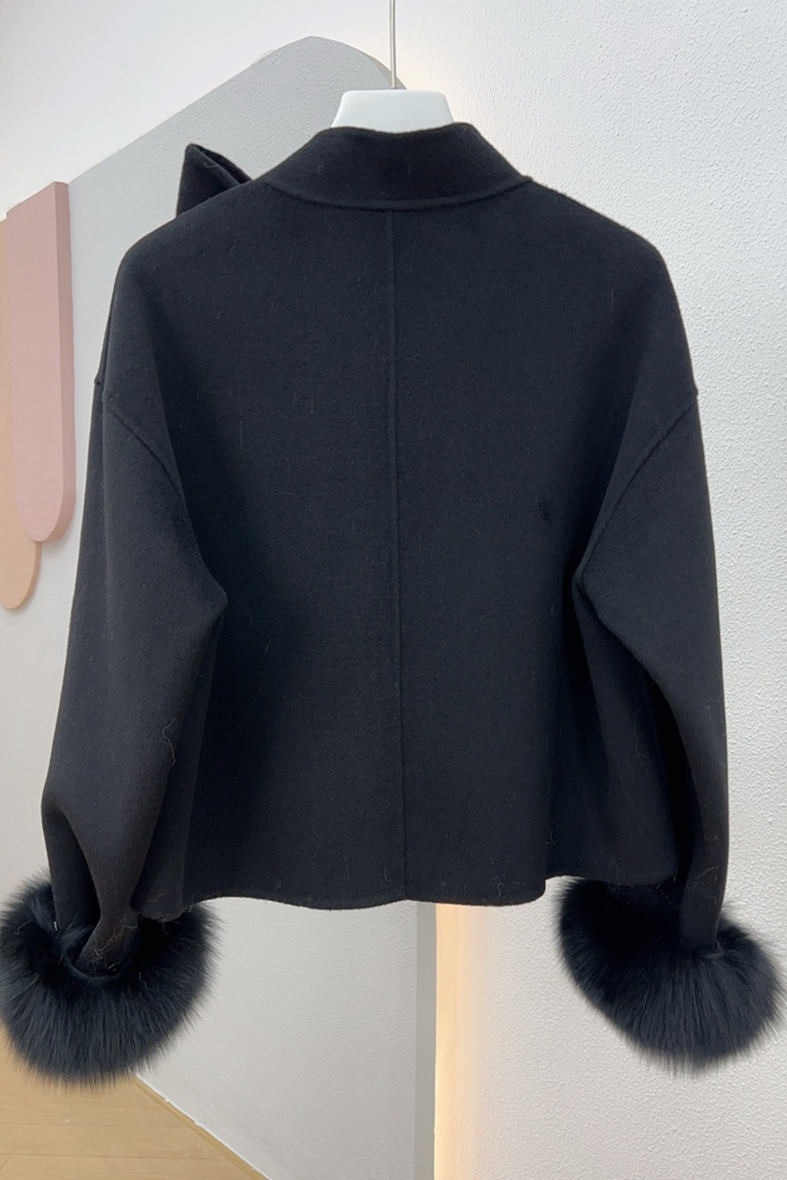Bow Luxe Fox Fur Wool Cardigan
