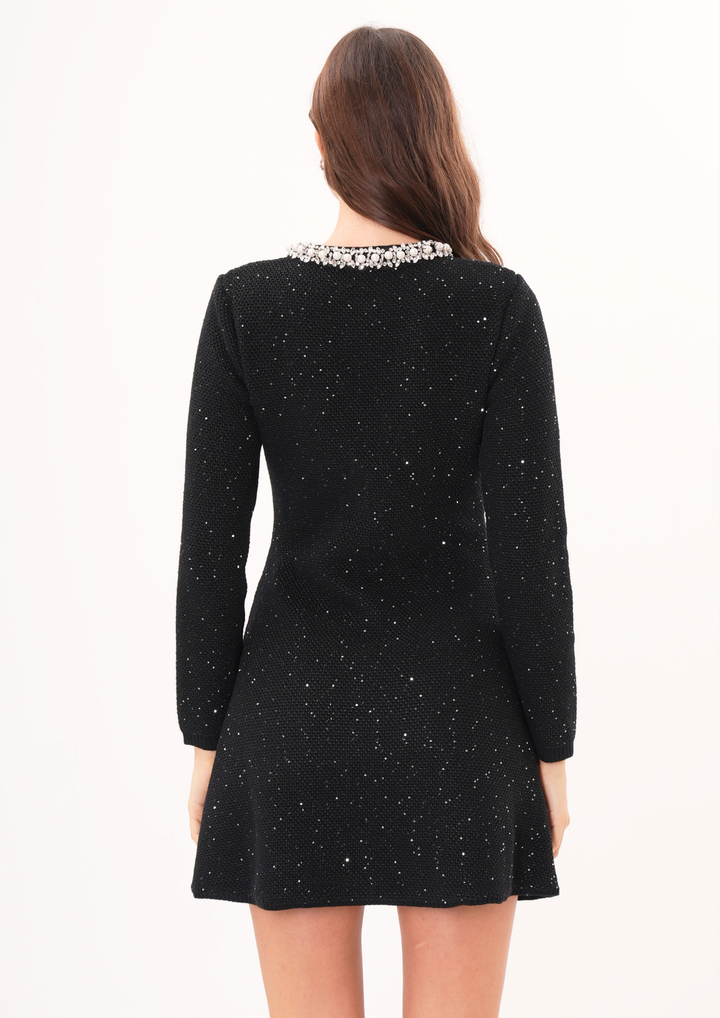 Averly pearl Luxe Sequin Knit Sparkle Mini Dress