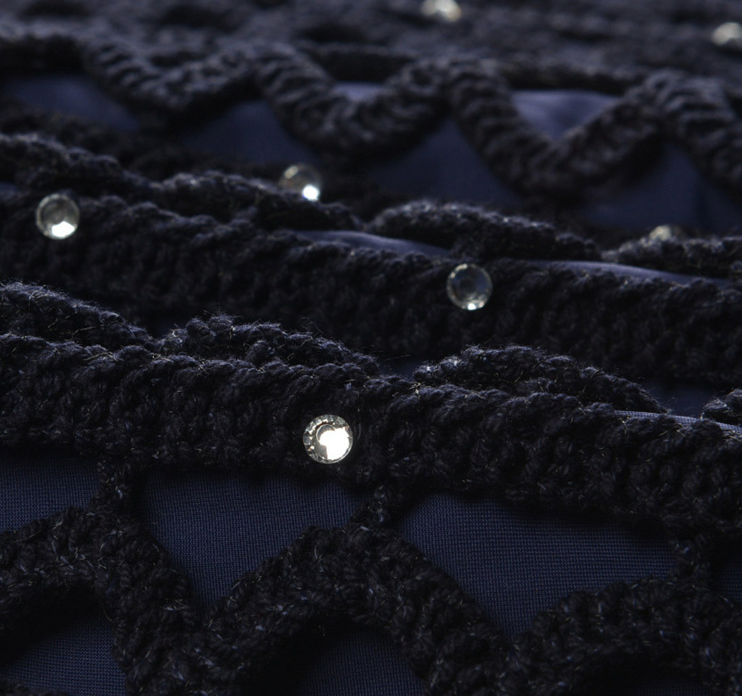 Midnight Crystal Knit Mini Dress