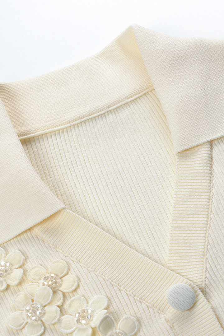 Ice Silk Floral Button V-Neck Cardigan Top