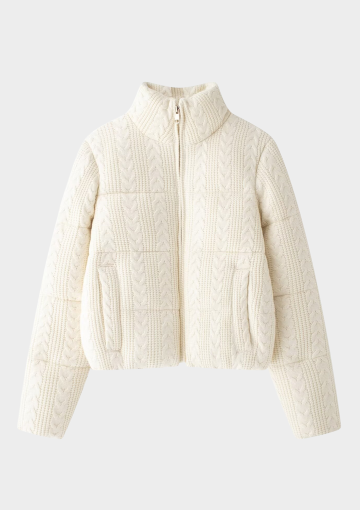 Cable Knit Cotton Zip Up Jacket