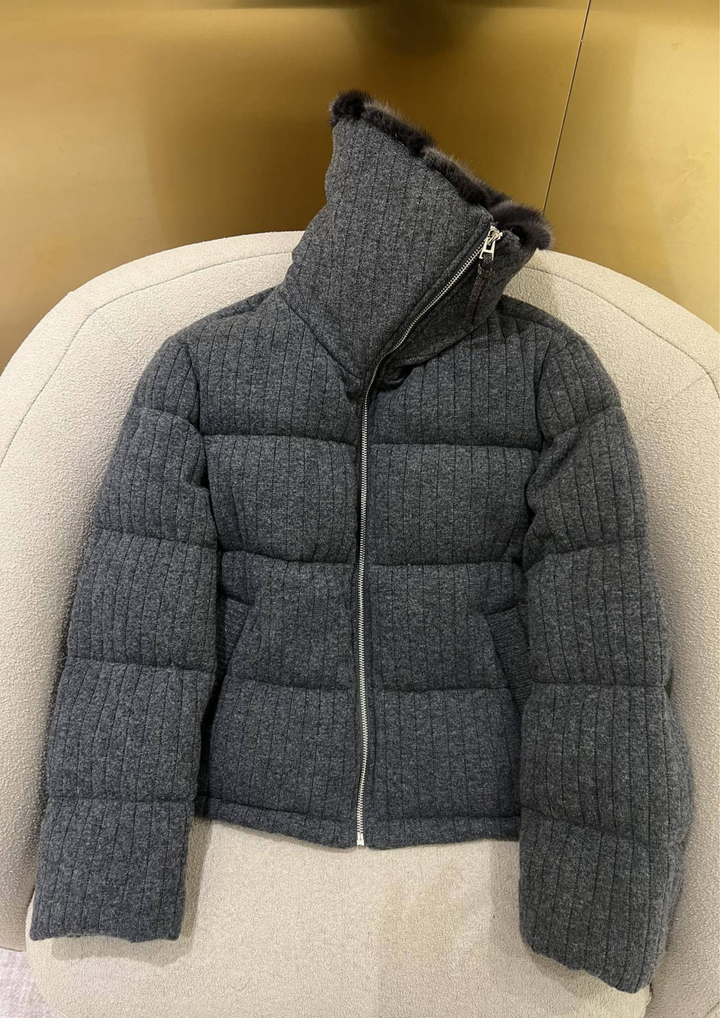 Lilia Warm Goose Down Wool Mink Fur Jacket